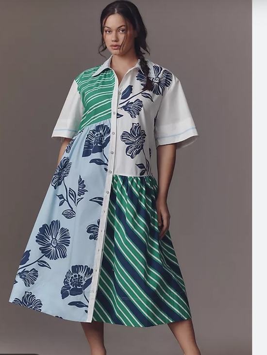 Maeve Dresses & Skirts - Maeve Button-Front Mixed Print Midi Dress